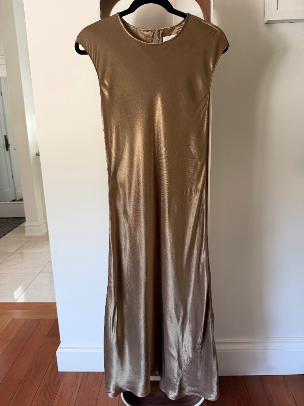 Banana Republic Metallic Gold Satin Maxi Dress | Size S | Wedding | Worn once
